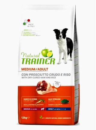 Trainer Natural Dog Adult Medium Prosciutto Crudo, Riso 12 KG
