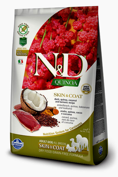 Farmina N&D Quinoa Adult Skin & Coat Anatra, cocco e Curcuma 7 Kg