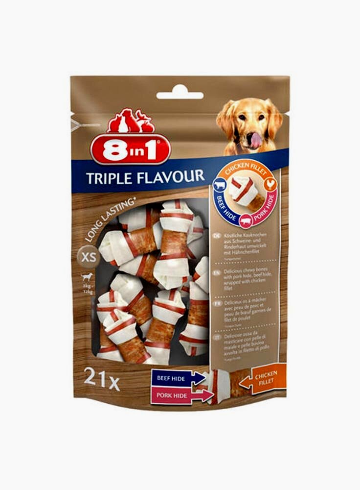 8in1 Snack cane Triple flavour BONE XS 21 pezzi 294 g