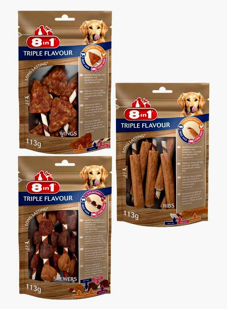 8in1 Snack cane Triple flavour extra meat 6 pezzi 113 g