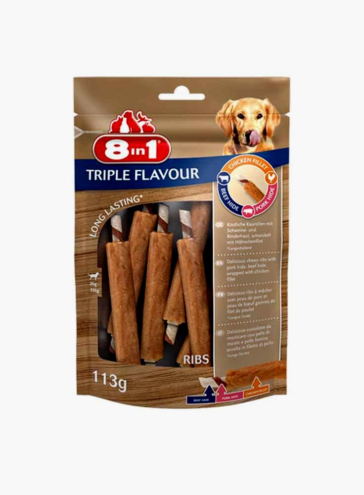 8in1 Snack cane Triple flavour extra meat ribs 6 pezzi 113 g
