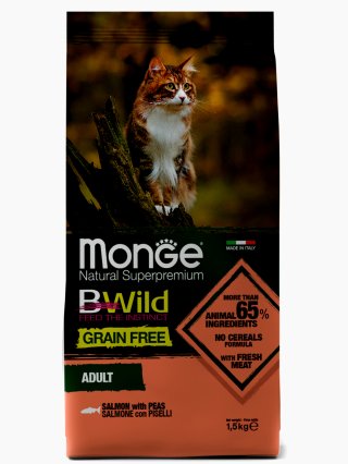 Monge BWILD GRAIN FREE SALMONE CON PISELLI 1,5Kg - gatto