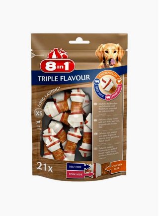 8in1 Snack cane Triple flavour BONE XS 21 pezzi 294 g