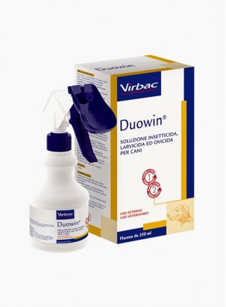 Virbac Duowin, soluzione insetticida, larvicida ed ovicida per cani  250ml