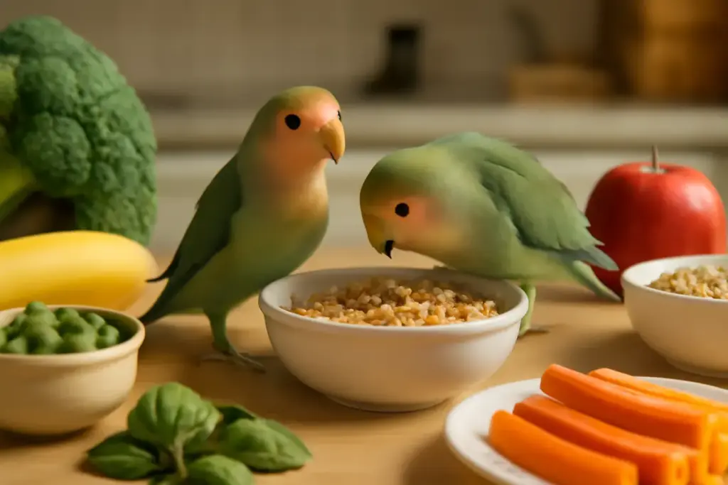 Cosa dare da mangiare ai pappagallini inseparabili? Il piano alimentare più facile da seguire in casa
